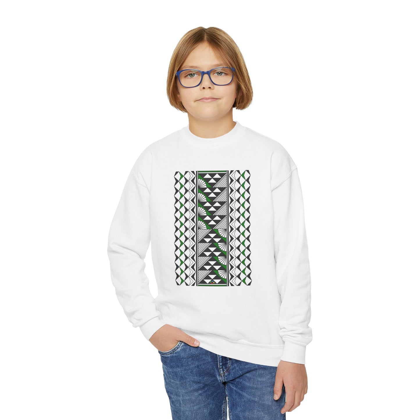 Rain and Sun in Green Youth Crewneck Sweatshirt