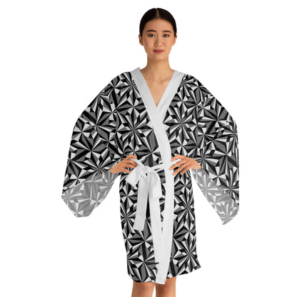 Desert Flowers in Gray Kimono Robe – Where Comfort Meets Native Grace