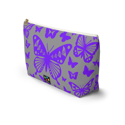 Purple Butterflies on Gray Pouch w T-bottom