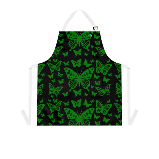 Native Butterflies in Green Two Pocket Apron