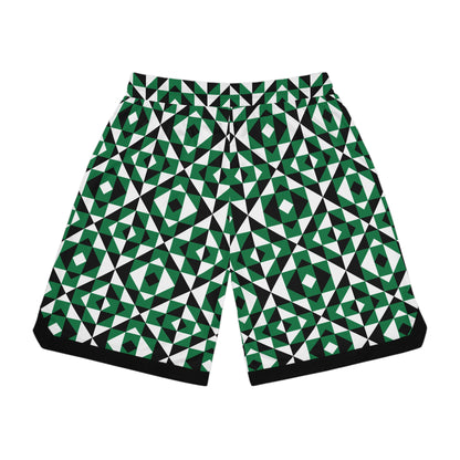 Green Sacred Mountains Basketball Rib Shorts