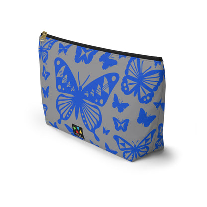 Blue Butterflies on Gray Pouch w T-bottom