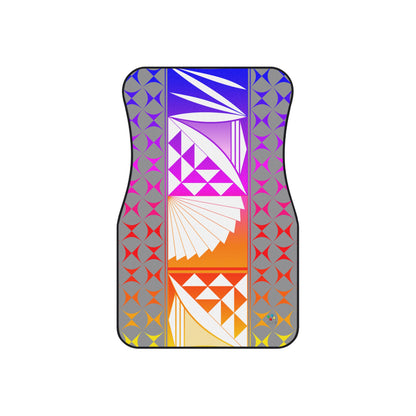 Rainbow Sunrise on Gray Car Mats (Set of 4)