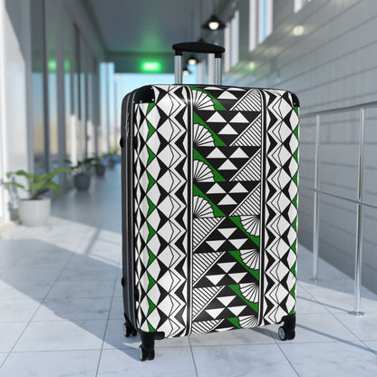 Southwest Rain and Sun in Green Suitcases