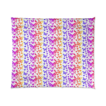 Native Butterflies on White Comforter