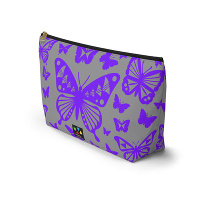 Purple Butterflies on Gray Pouch w T-bottom