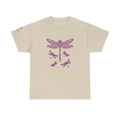 Native Dragonfly in Purple Gildan Unisex Tee