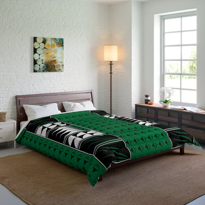 Southwest Feather Blessing on Forest Green Comforter
