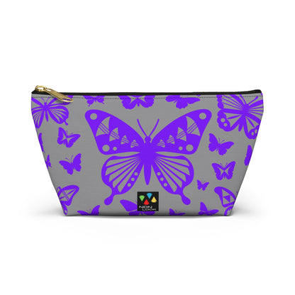 Purple Butterflies on Gray Pouch w T-bottom