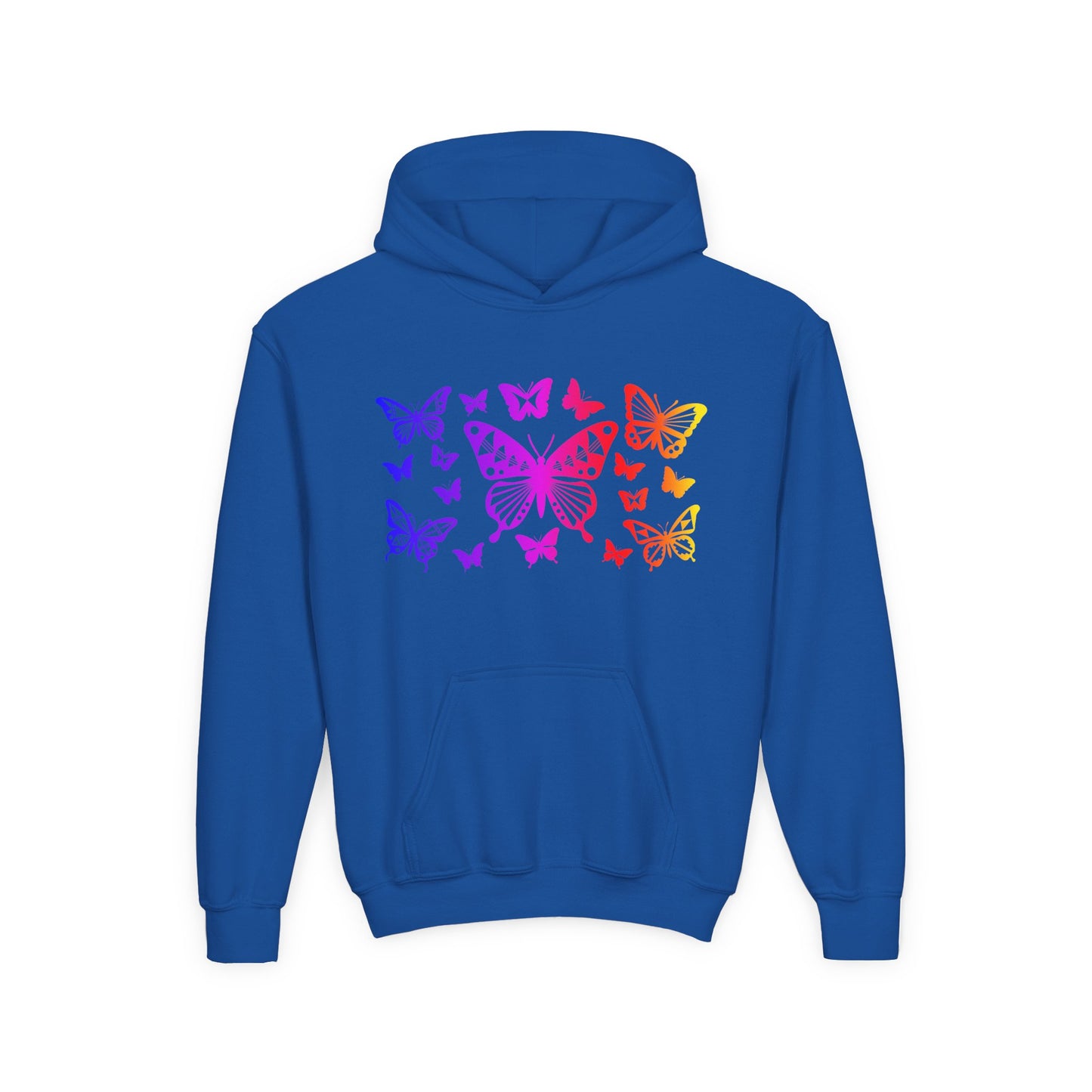 Rainbow Butterflies Youth Heavy Blend Hooded Sweatshirt