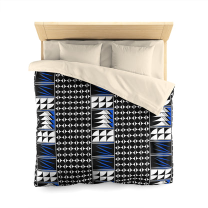 Blessed Feathers in Blue Microfiber Duvet Cover