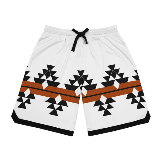 Native Woven Stories in Rust Basketball Rib Shorts
