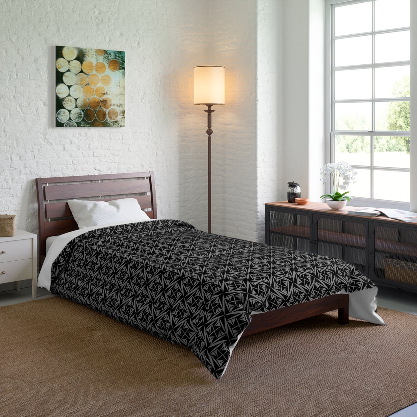 Sacred Winds in Charcoal Comforter