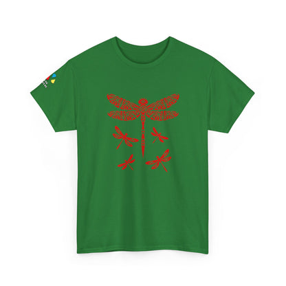 Native Dragonfly in Red Gildan Unisex Tee