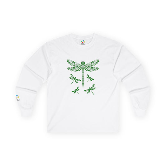 Native Dragonfly in Green Unisex Long Sleeve Tee