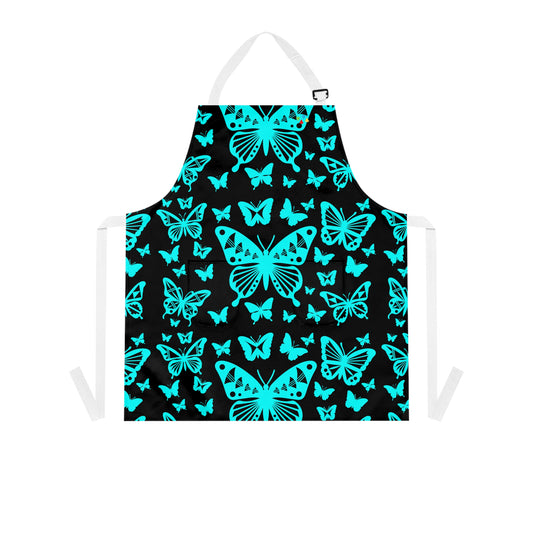 Native Butterflies in Turquoise Two Pocket Apron