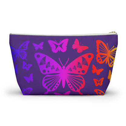 Rainbow Butterflies on Purple Pouch w T-bottom