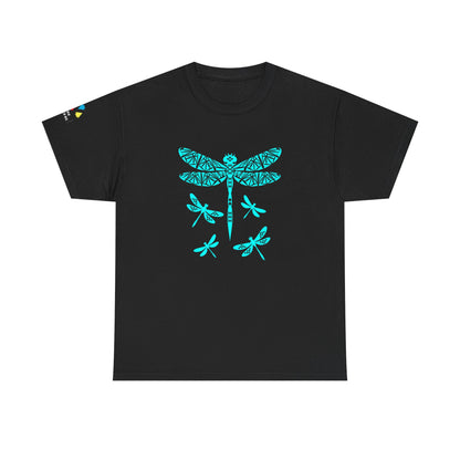 Native Dragonfly in Teal Gildan Unisex Tee