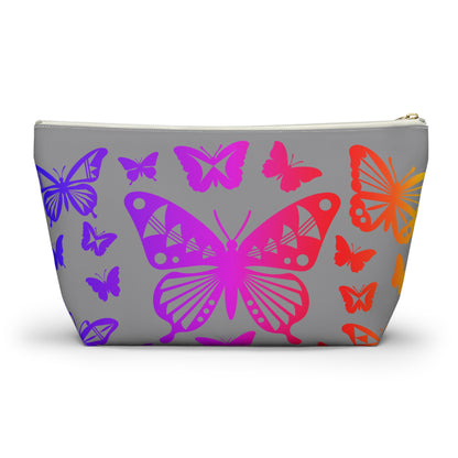 Rainbow Butterflies on Gray Pouch w T-bottom