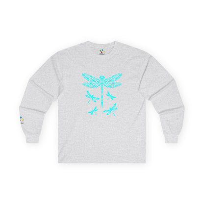 Native Dragonfly in Turquoise Unisex Long Sleeve Tee