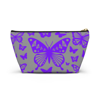 Purple Butterflies on Gray Pouch w T-bottom