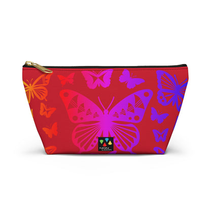 Rainbow Butterflies on Red Pouch w T-bottom