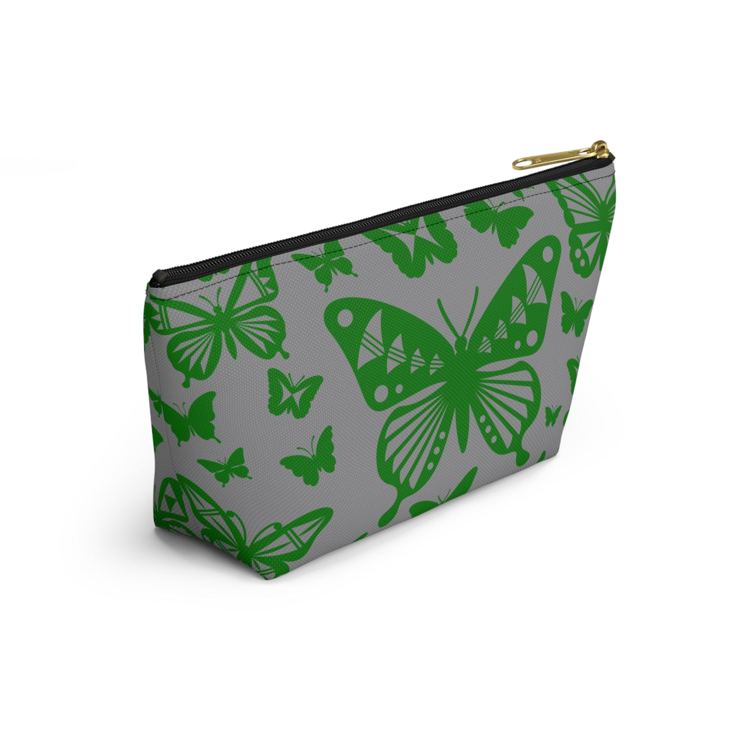 Green Butterflies on Gray Pouch w T-bottom