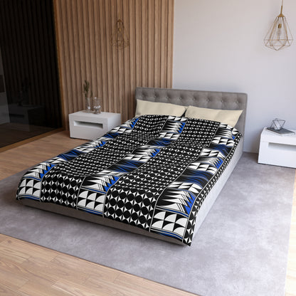 Blessed Feathers in Blue Microfiber Duvet Cover