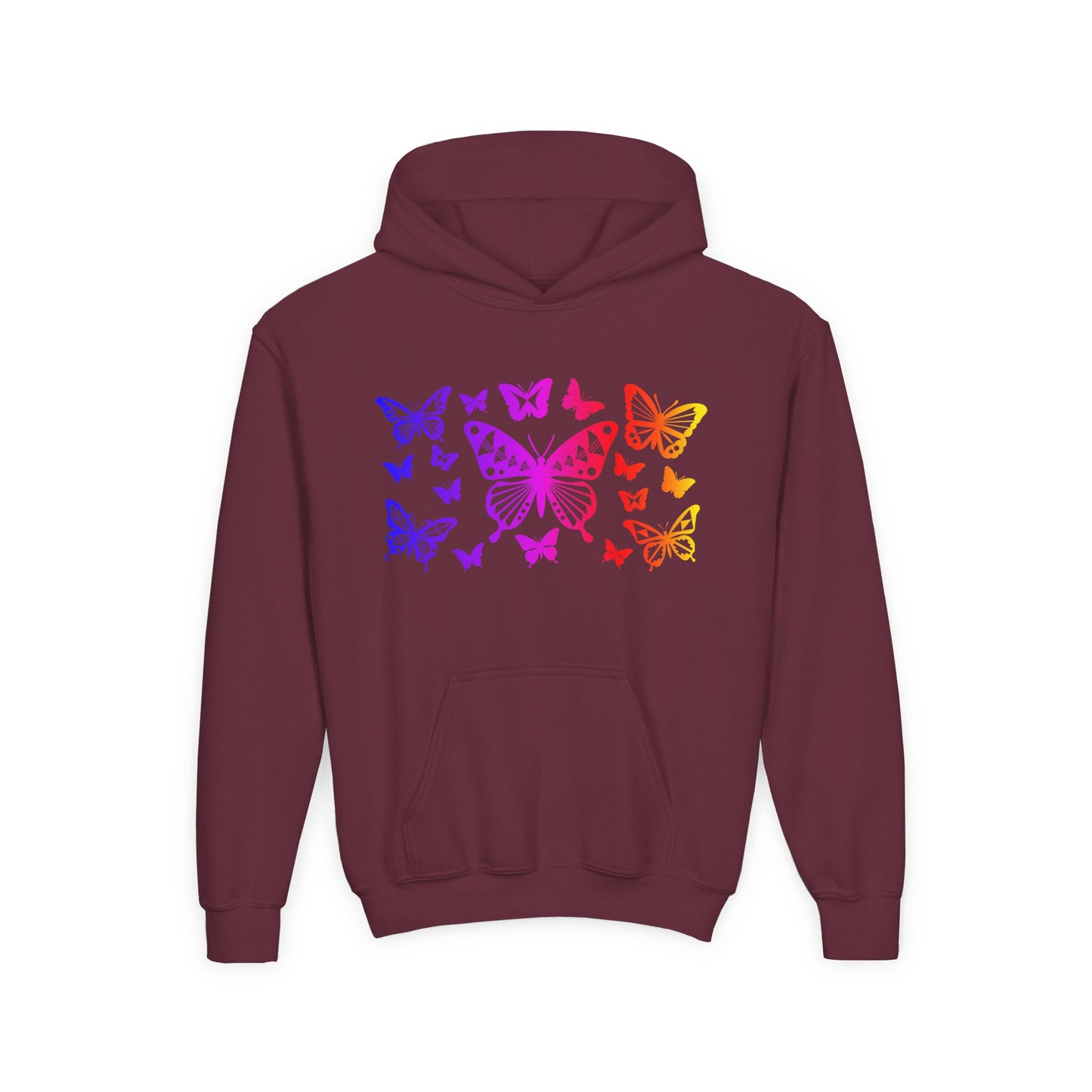 Rainbow Butterflies Youth Heavy Blend Hooded Sweatshirt