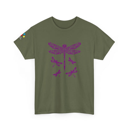 Native Dragonfly in Purple Gildan Unisex Tee