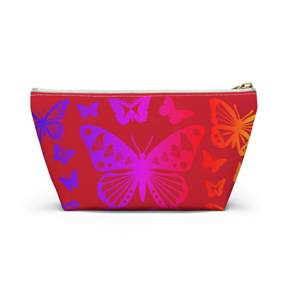 Rainbow Butterflies on Red Pouch w T-bottom