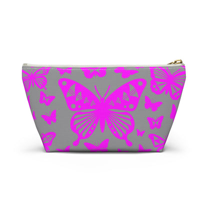Pink Butterflies on Gray Pouch w T-bottom