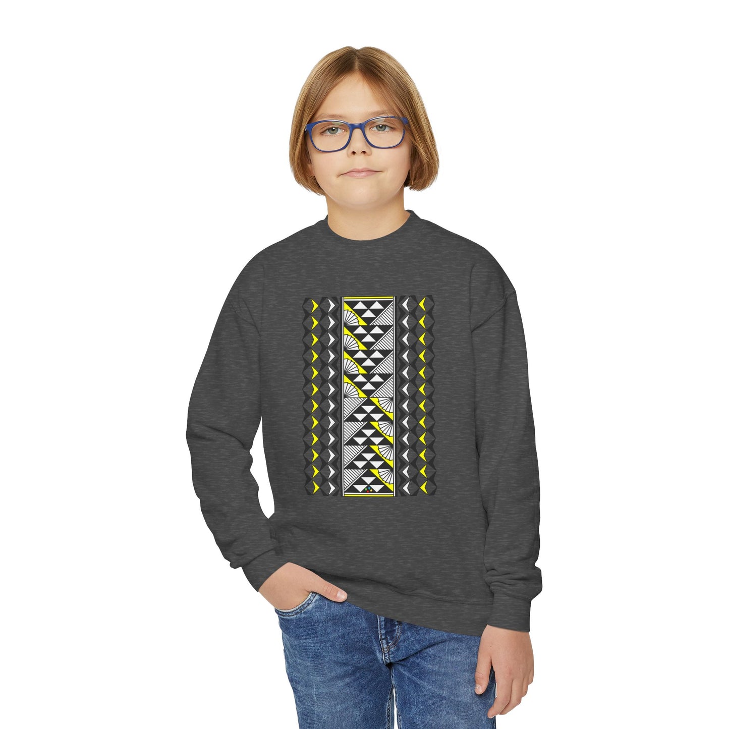 Rain and Sun in Yellow Youth Crewneck Sweatshirt