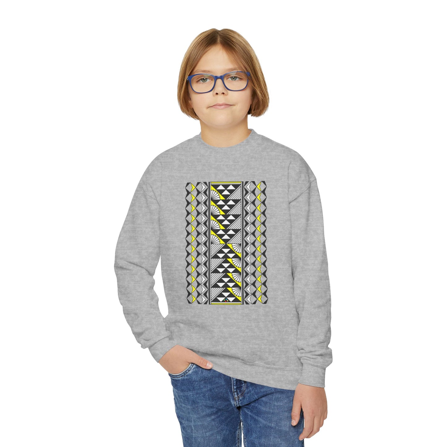 Rain and Sun in Yellow Youth Crewneck Sweatshirt