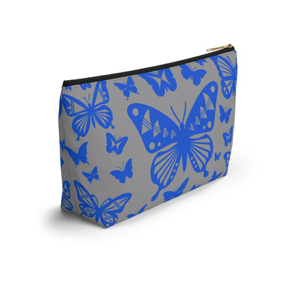 Blue Butterflies on Gray Pouch w T-bottom