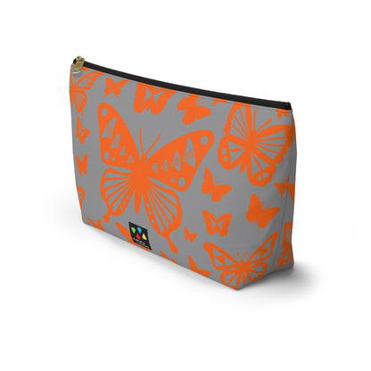 Orange Butterflies on Gray Pouch w T-bottom