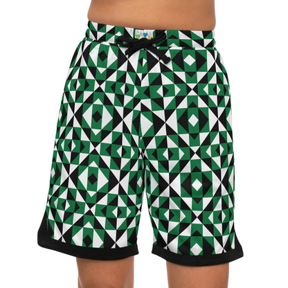 Green Sacred Mountains Basketball Rib Shorts
