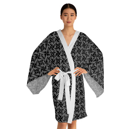 Sacred Winds in Charcoal Kimono Robe – Where Comfort Meets Native Grace
