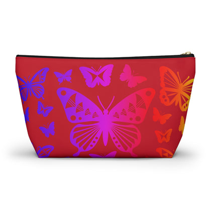Rainbow Butterflies on Red Pouch w T-bottom