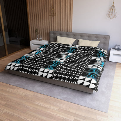 Blessed Feathers in Turquoise Microfiber Duvet Cover