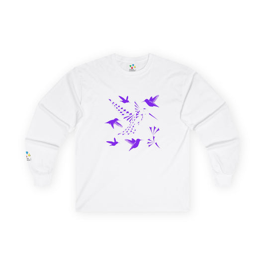 Hummingbird Blessing in Purple Unisex Long Sleeve Tee