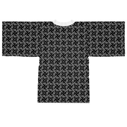 Sacred Winds in Charcoal Kimono Robe – Where Comfort Meets Native Grace