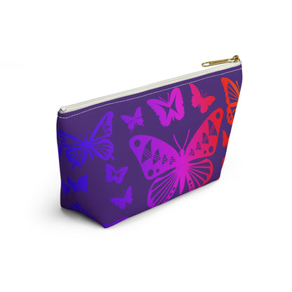 Rainbow Butterflies on Purple Pouch w T-bottom