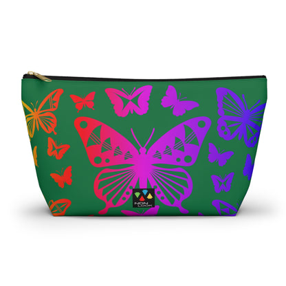 Rainbow Butterflies on Green Pouch w T-bottom