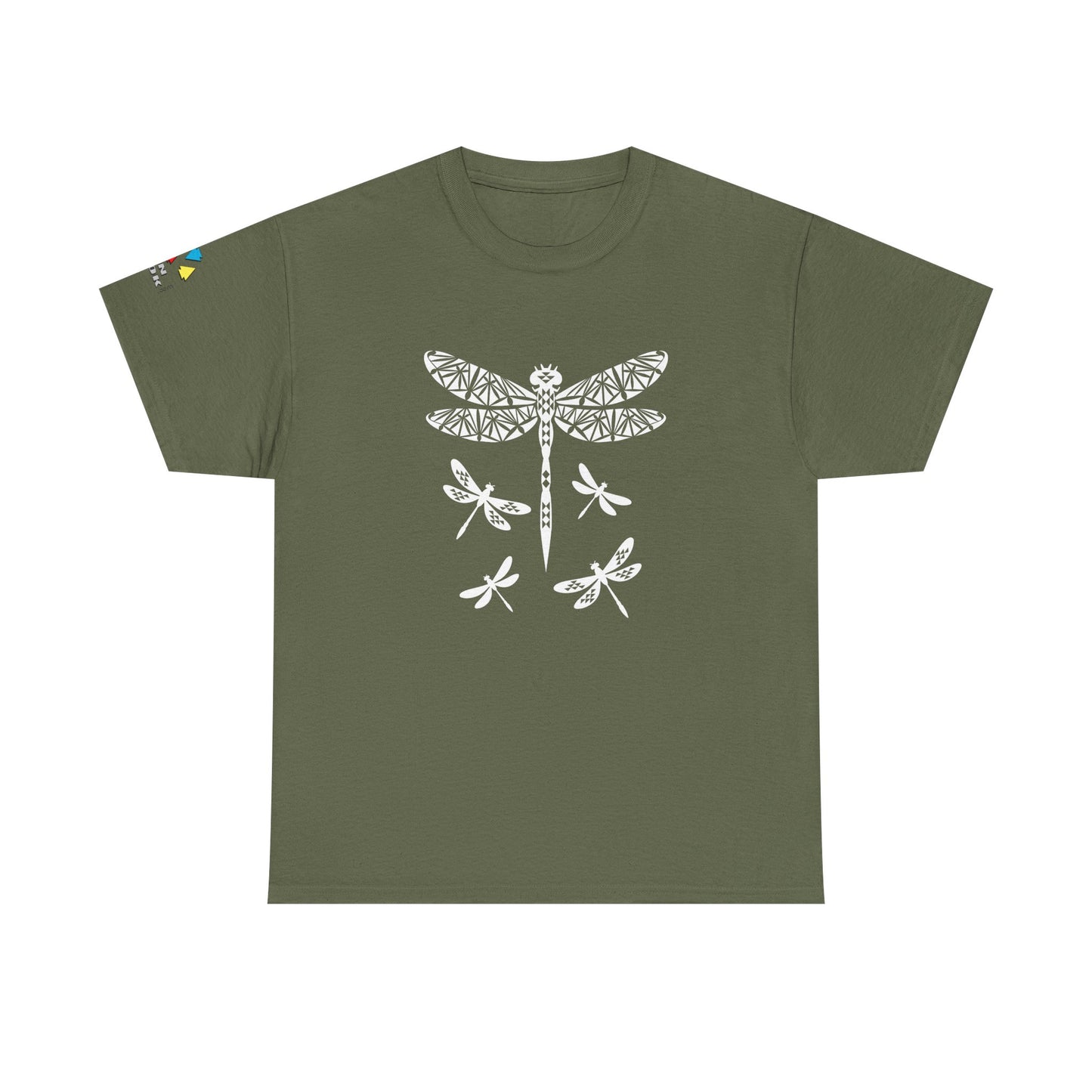 Native Dragonfly in White Gildan Unisex Tee