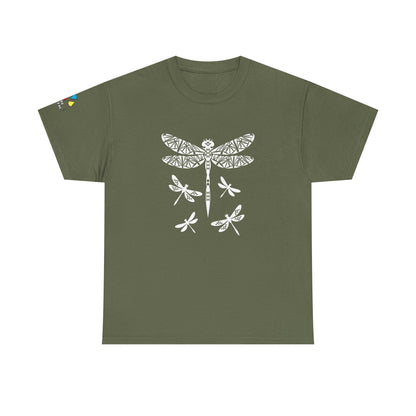 Native Dragonfly in White Gildan Unisex Tee