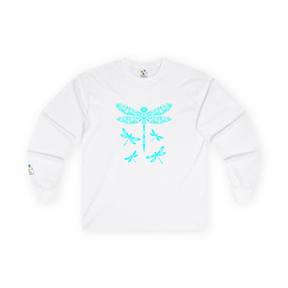 Native Dragonfly in Turquoise Unisex Long Sleeve Tee
