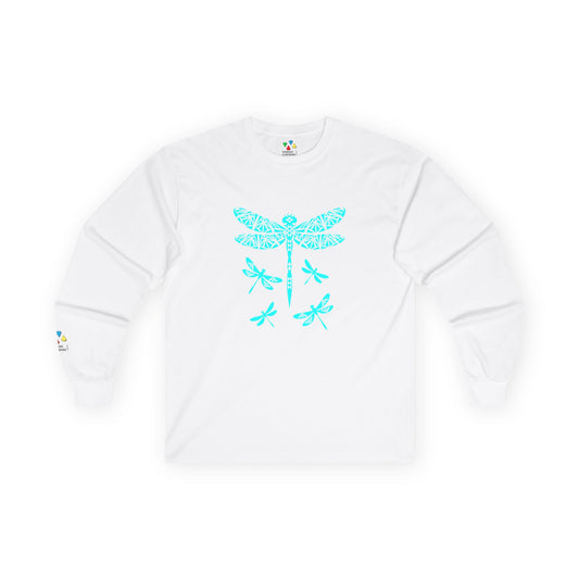 Native Dragonfly in Turquoise Unisex Long Sleeve Tee