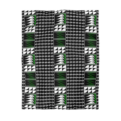 Blessed Feathers in Green Microfiber Duvet Cover