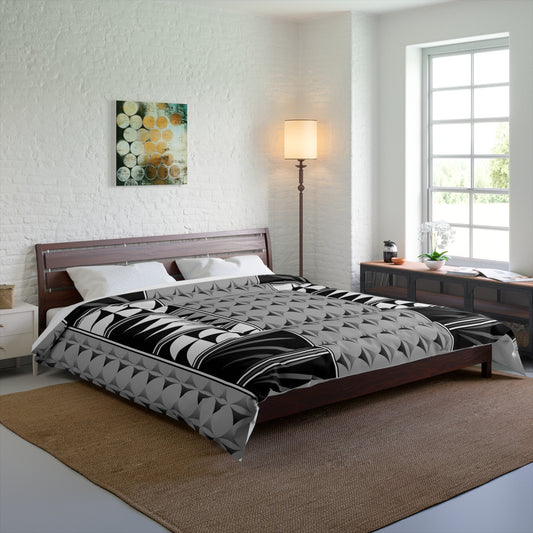 Southwest Feather Blessing on Light Gray Comforter